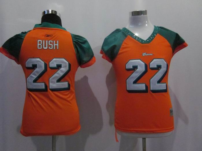 Dolphins #22 Reggie Bush Orange Women's Field Flirt Stitched NFL Jersey